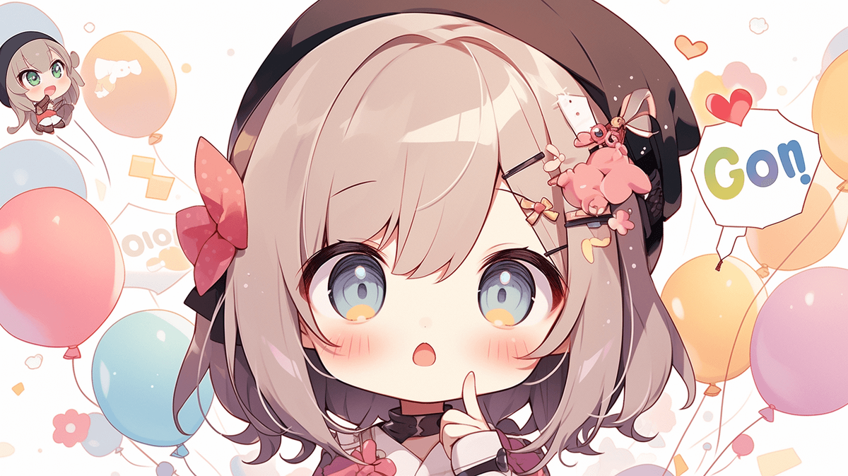疑問に思っているちびキャラの女の子