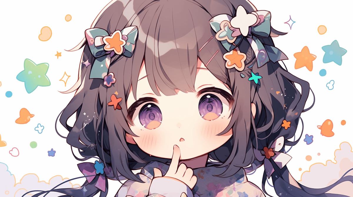 疑問に思っているちびキャラの女の子