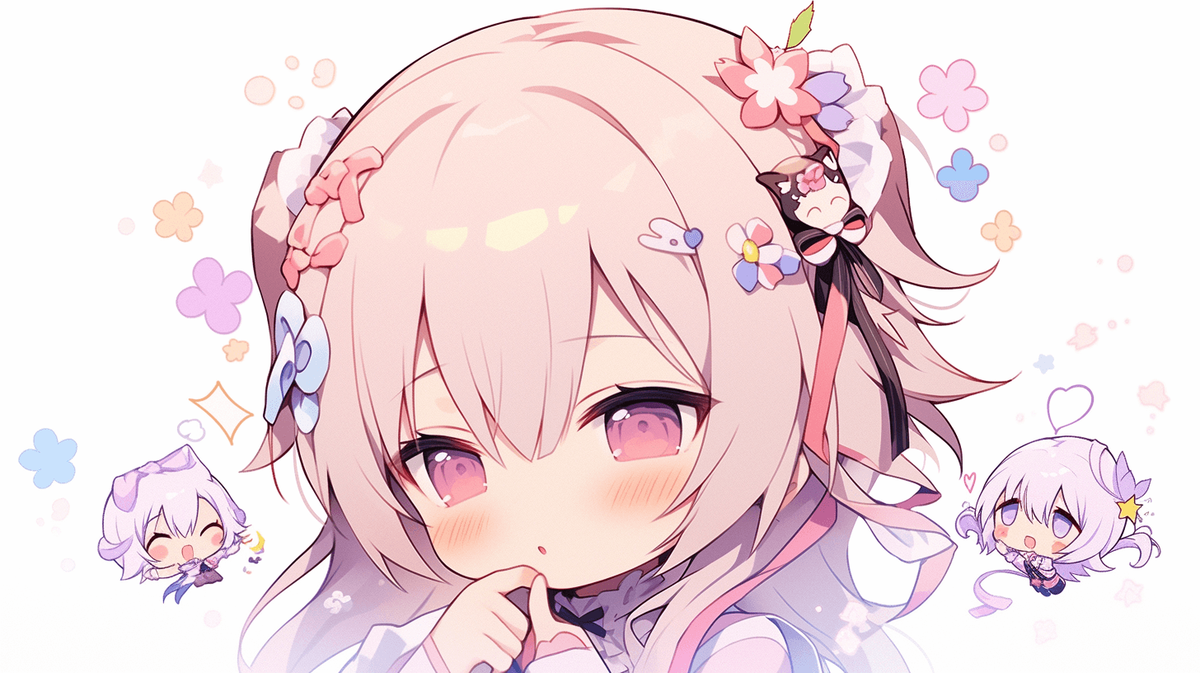 疑問に思っているちびキャラの女の子