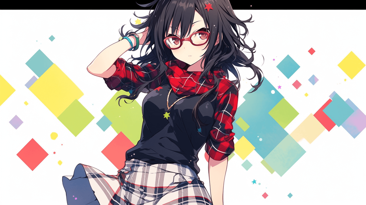 メガネをかけた黒髪の女の子