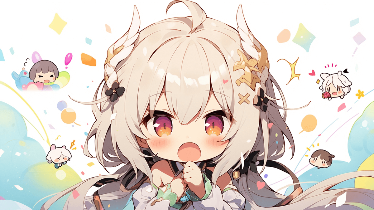 疑問に思っているちびキャラの女の子