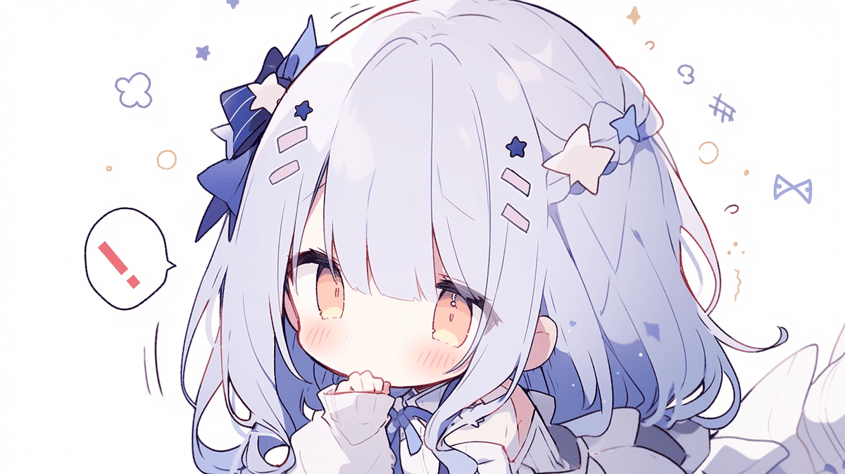 疑問に思っているちびキャラの女の子