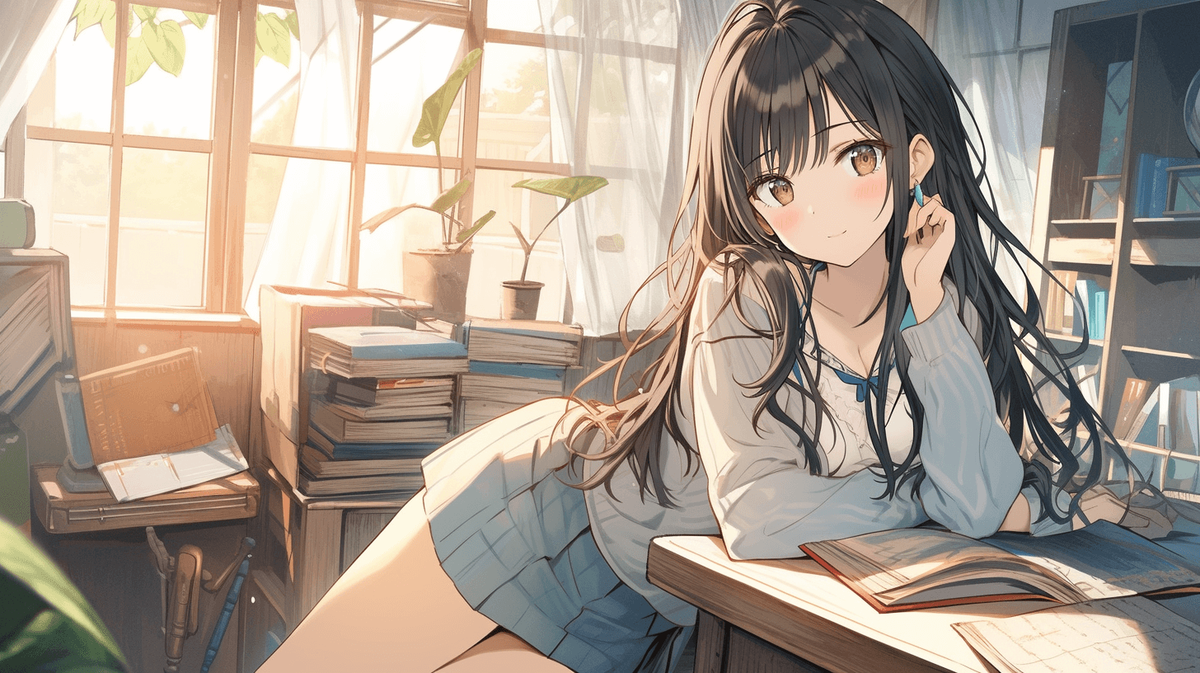 ミニスカ姿の黒髪の女の子