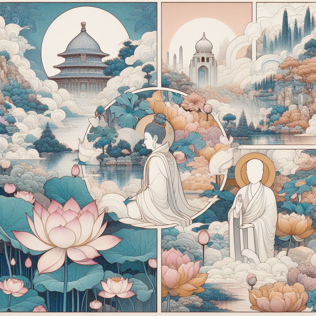 蓮の花を活かした仏教っぽいイメージのグラフィックデザイン - rk