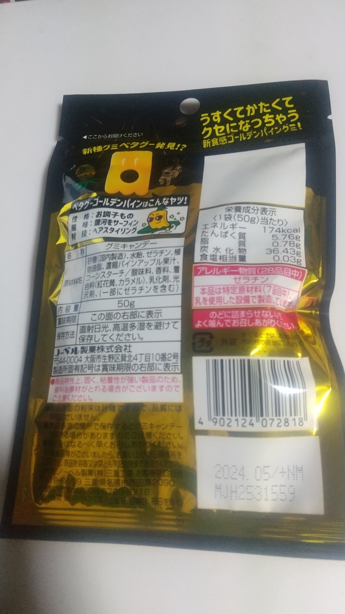 パッケージ裏
