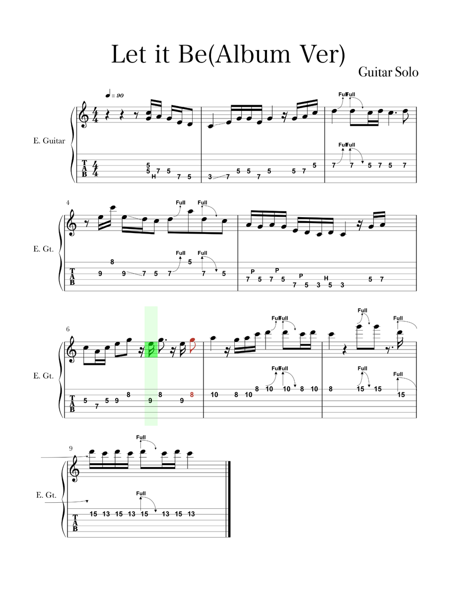 TAB】Let it Be-The Beatles(ギターソロ） - ある音楽家の日常