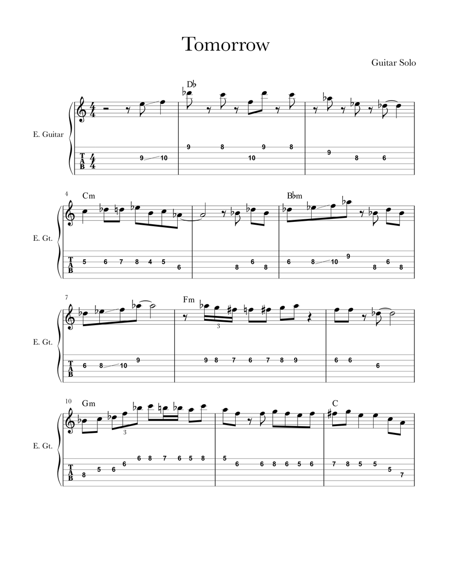Tomorrow 岡本真夜 楽譜 ギターソロ部分 ある音楽家の日常