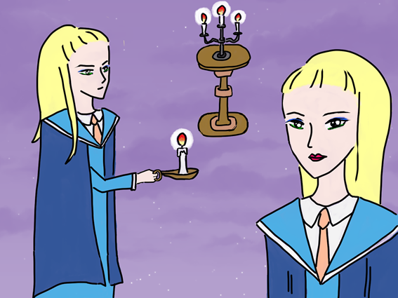 画像　降霊会と蝋燭とメグミ