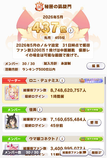 メメントモリW13「第48回グランドバトル&カトレア告知&レジェリ結果」+ウマ娘+恋姫大戦