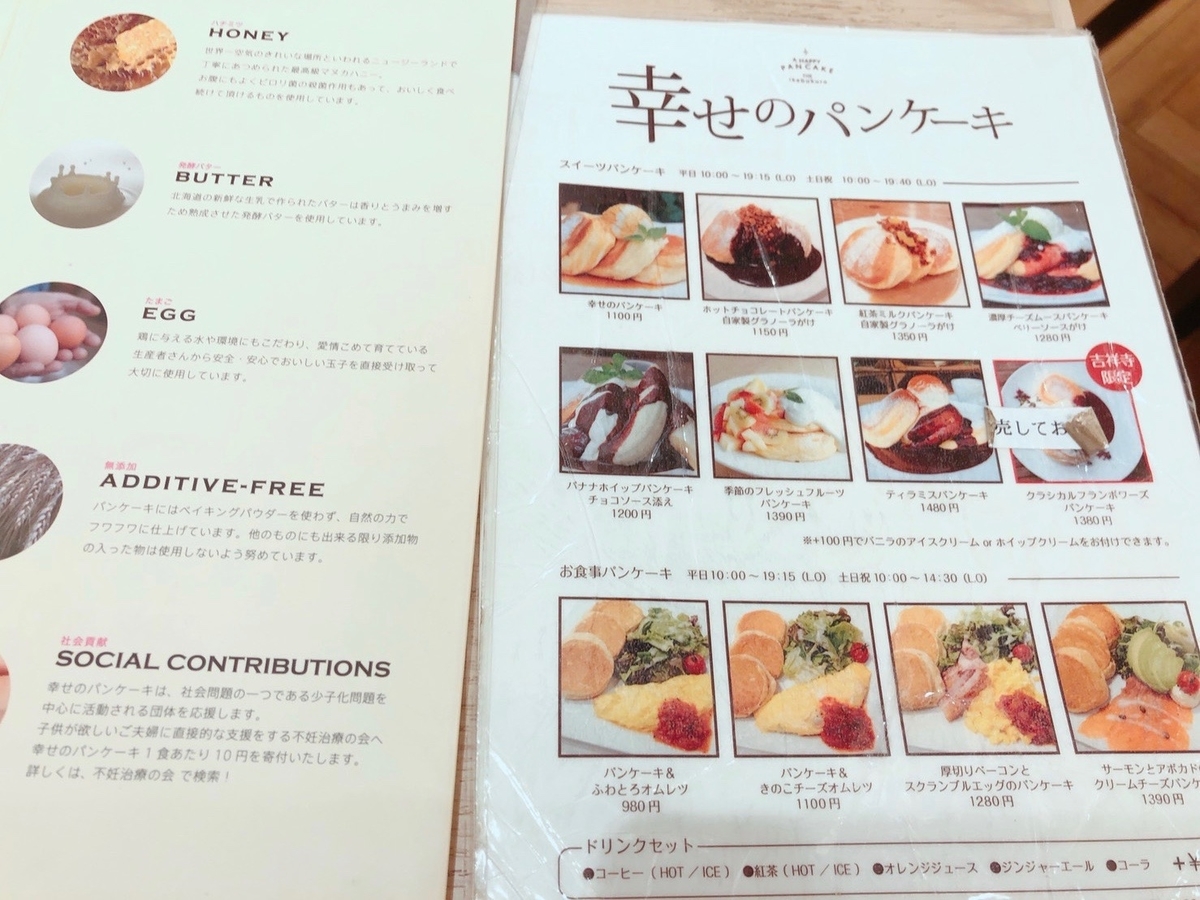 幸せのパンケーキ メニュー2