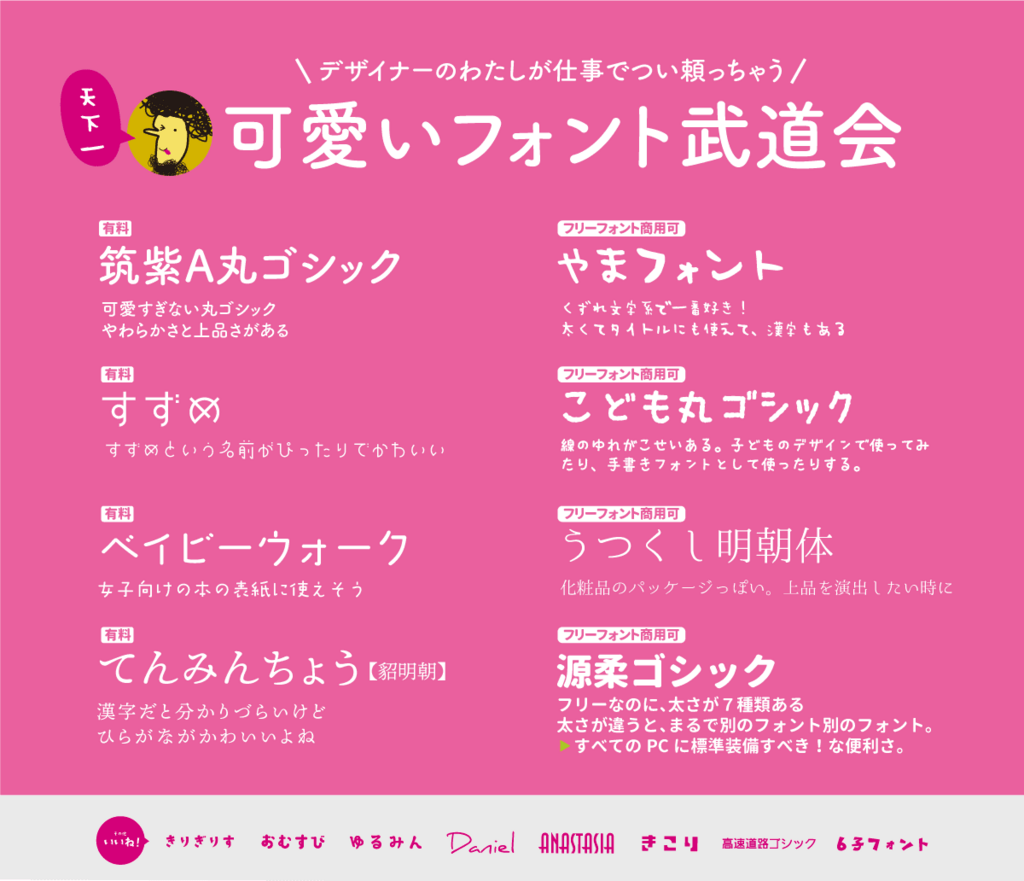 デザイナーが仕事で使う!日本語フリーフォント!かわいいやつ5選+1