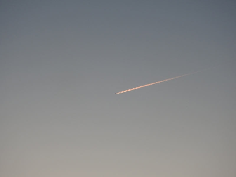 飛行機雲　夕焼け