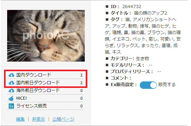 ダウンロードが発生した猫の写真