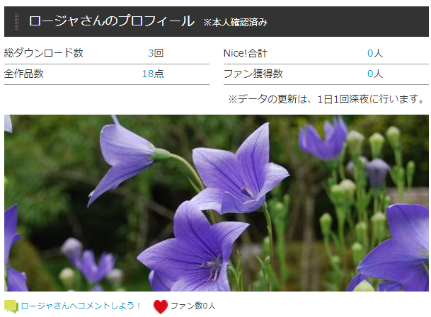 写真ACの私のプロフィールページ