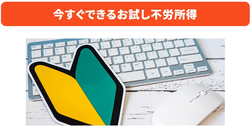 今すぐできるお試し不労所得と書かれた画像