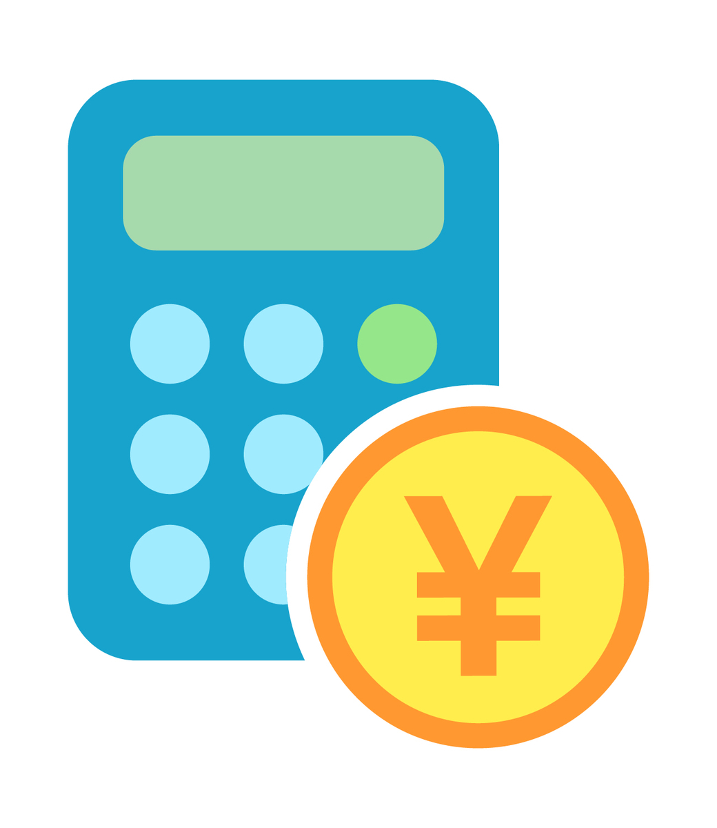 電卓とお金のイラスト画像