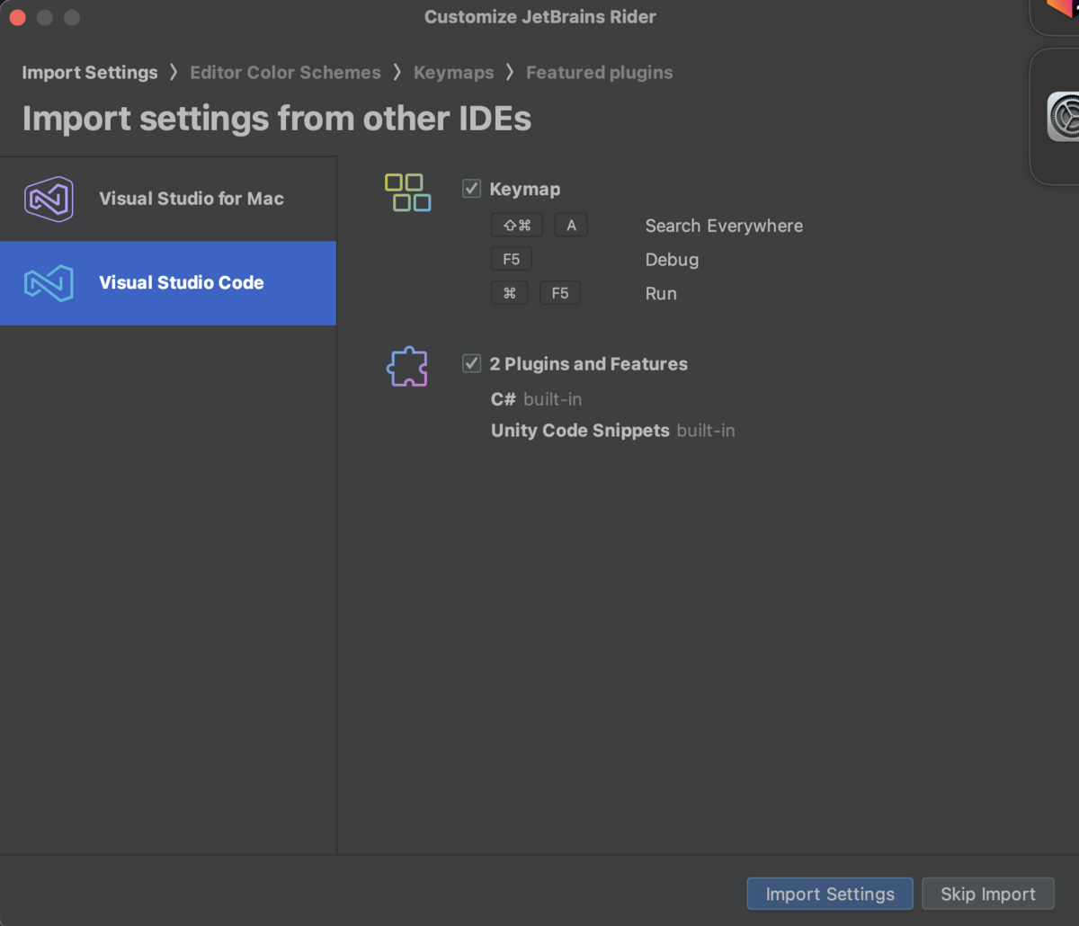 Import Settings from other IDEs