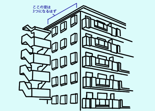 キウンクエ蔵前外観の窓の数