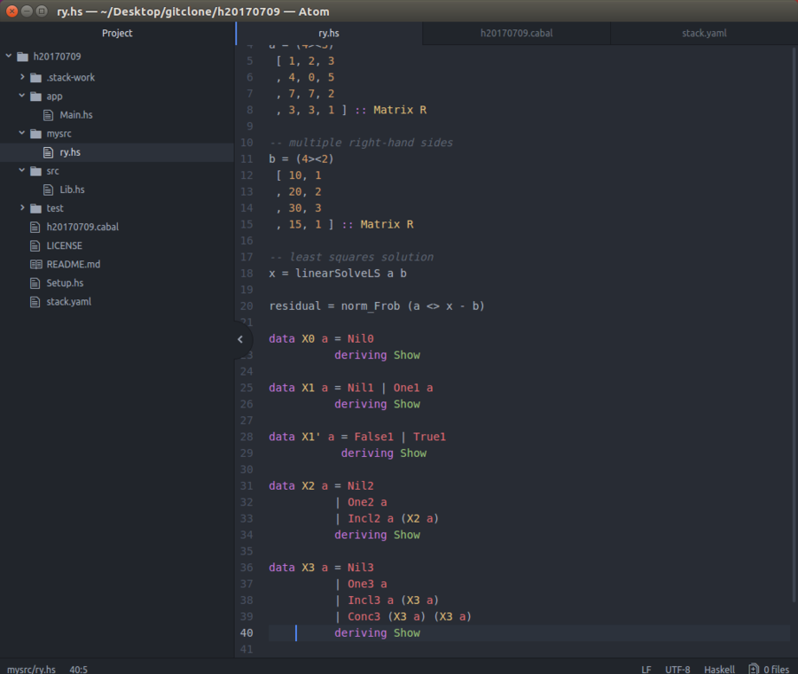 atom で haskell シンタックスハイライト ryamadaのコンピュータ・数学メモ