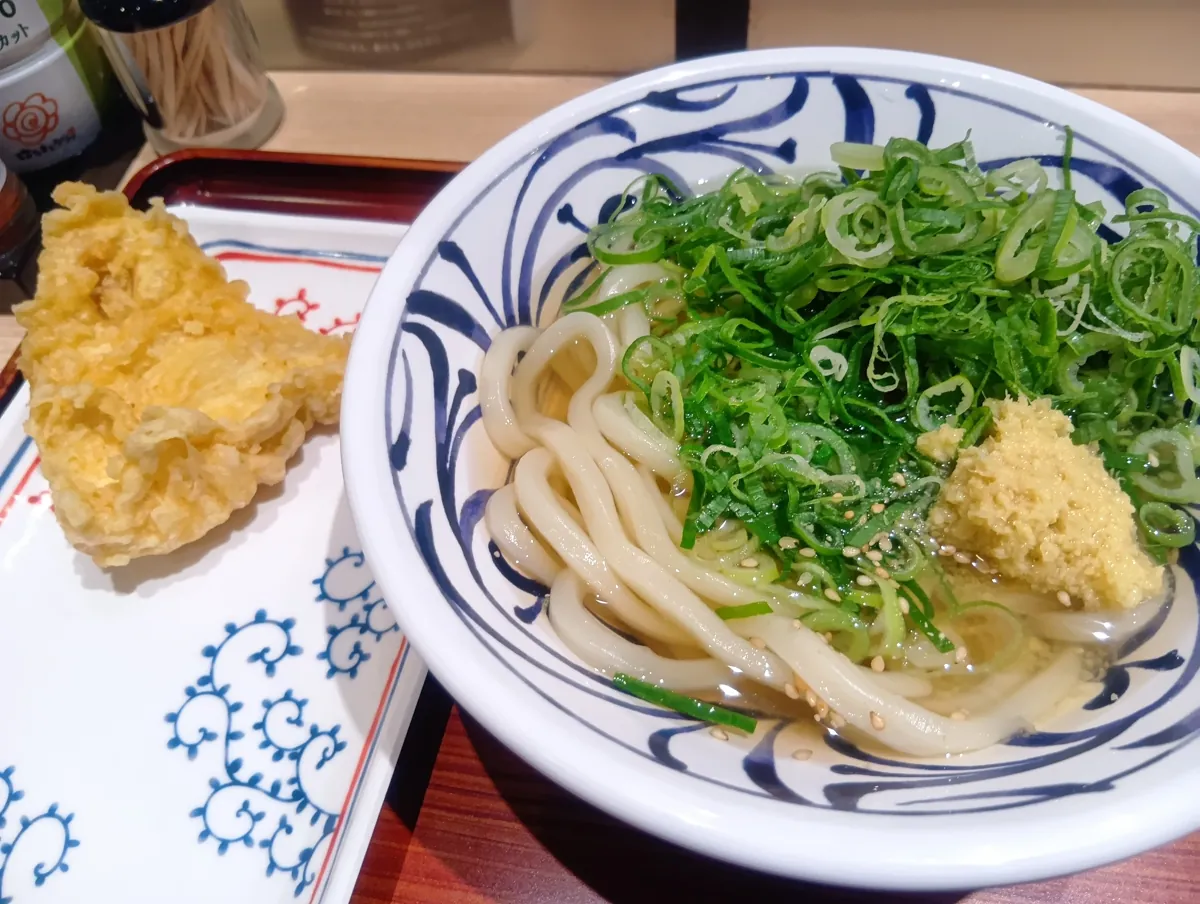 はなまるうどんの薬膳うどんととり天のセット