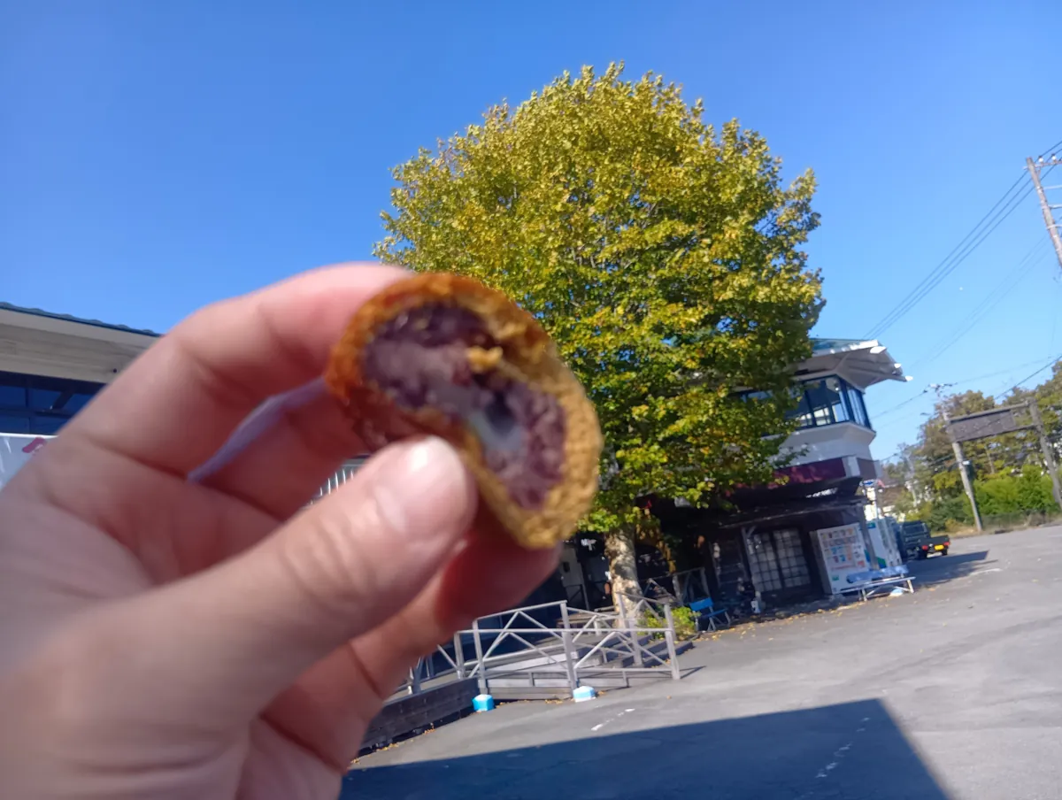 餡が見える金時力まんじゅうの断面