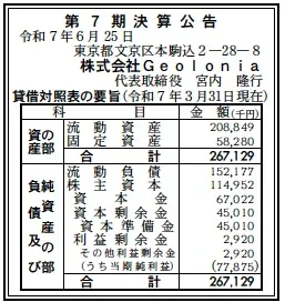 Geolonia決算
