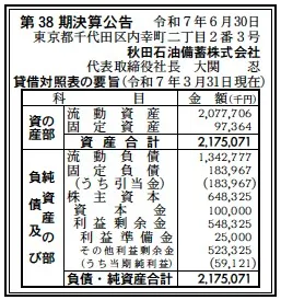 秋田石油備蓄決算
