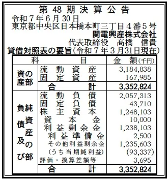 関電興産決算