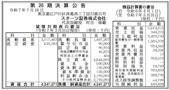 スターツ証券決算