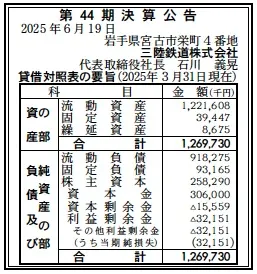 三陸鉄道決算