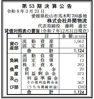 井関物流決算