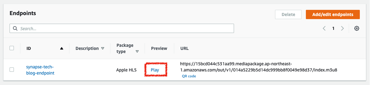 MediaPackageのプレビュー