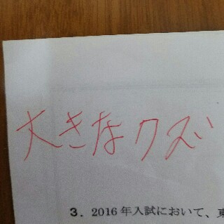 f:id:ryota0622:20170223205324j:image 大きなクズと書かれた答案