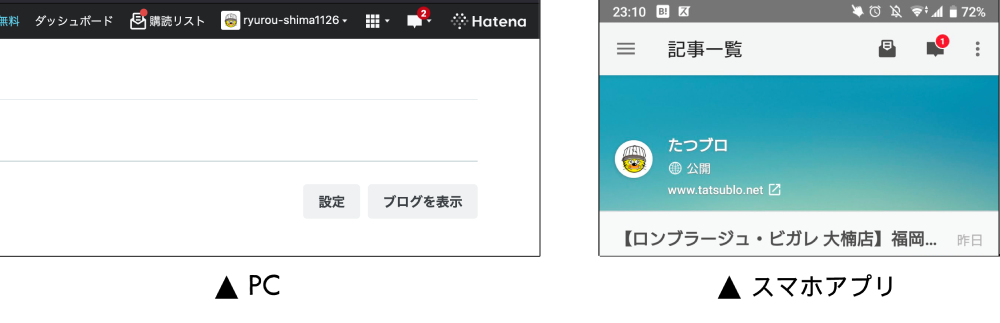 はてなブログでも通知された場合、ホーム画面やアプリなどで右上の通知マークのアイコンにこのように表示されますよね。