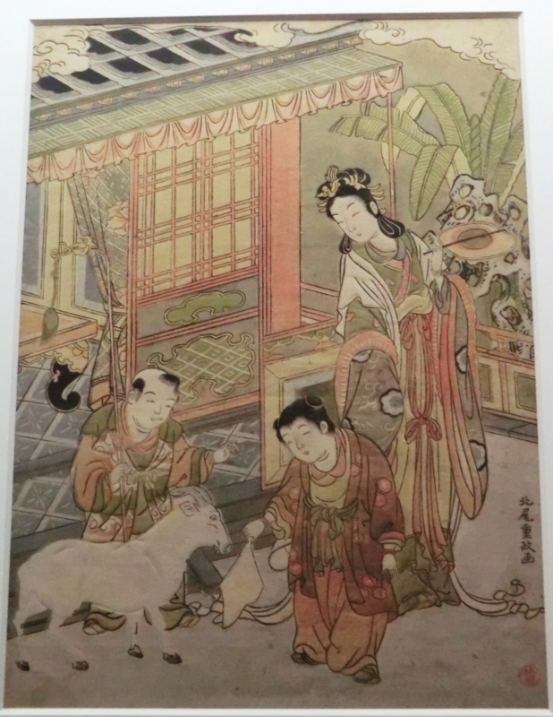 山羊 羊 日本画 本格ミニ掛軸 現代日本画 干支 未年 吉祥赤富士羊図 高見蘭石 新絹本 KM3R2-177 工芸美術画 公式通販