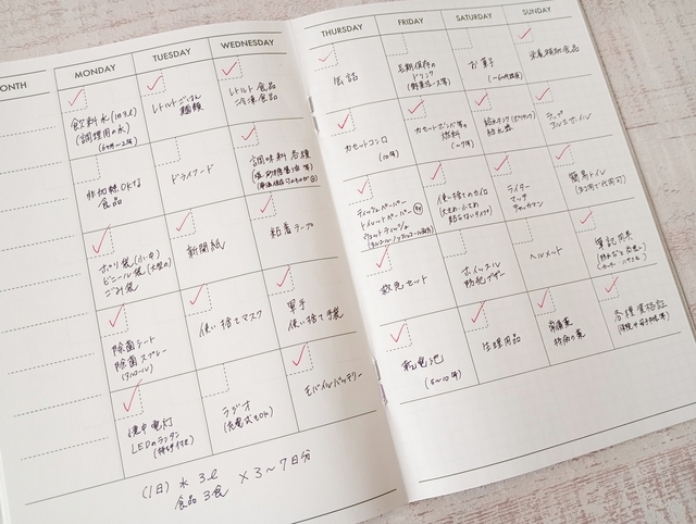 日付なし手帳　リスト化