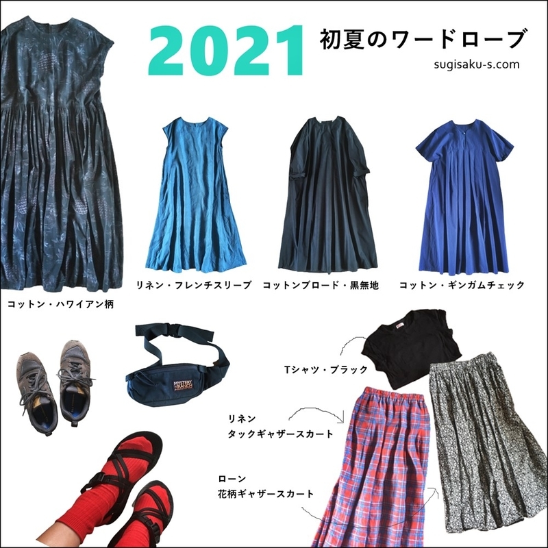 ワードローブ記録,2021初夏,コラージュ