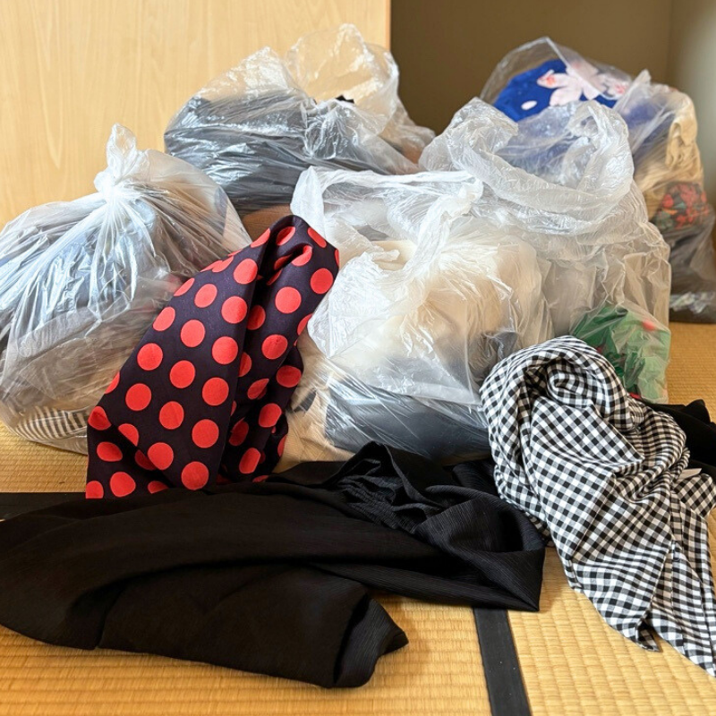 買いすぎた布のストックを全部出して整理