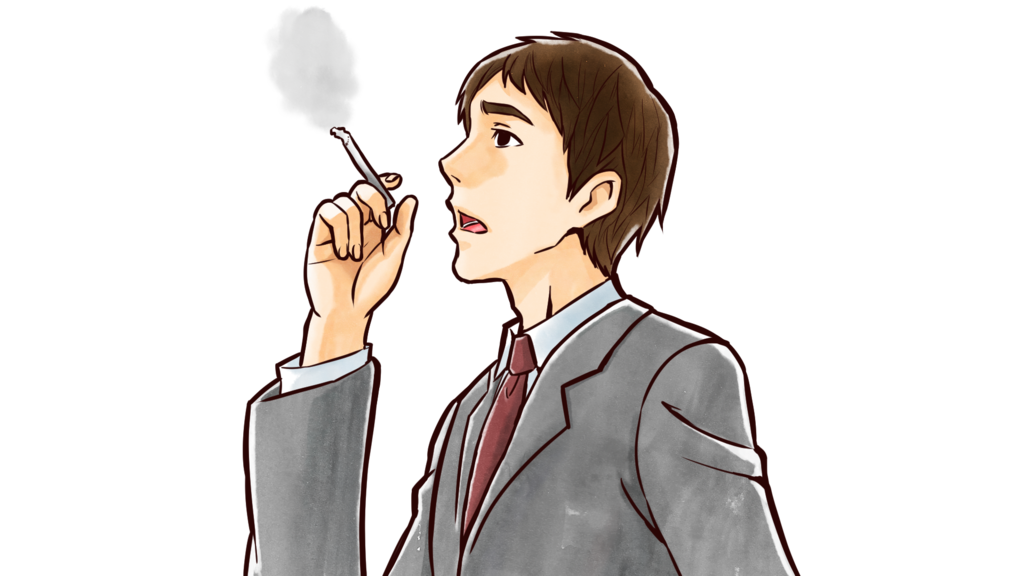 タバコを吸っている男性のイラスト（好きの反対は嫌いではなくて無関心）