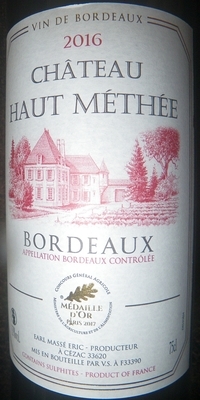 [190401][Chateau Haut Methee 2016]