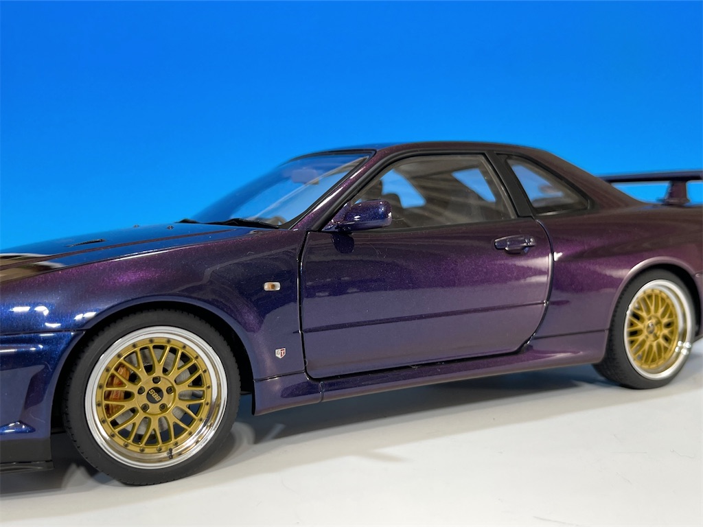 AUTOart 日産 スカイラインGT-R R34 ミッドナイトパープルⅢ BBS LM