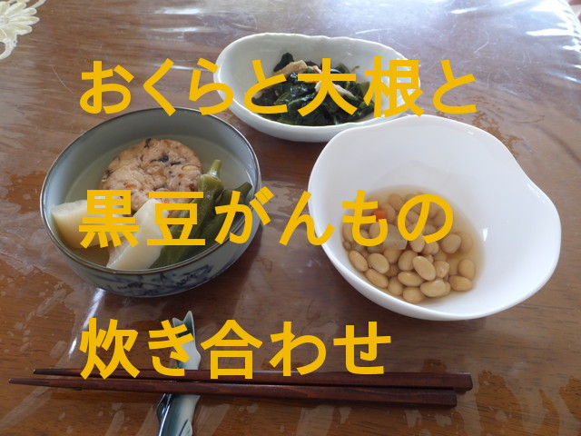 「わんまいる」旬の手作り健幸ディナーお試しおかずセット「おくらと大根と黒豆がんもの炊き合わせ」
