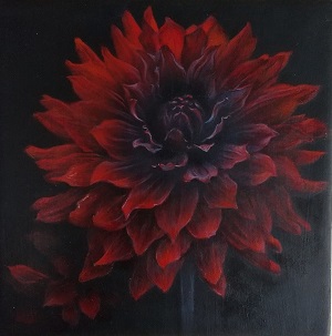 皇帝ダリア　花　華　金継ぎ風　北欧　絵画　テクスチャーアート 混合技法で描いた妖艶なダリア - お絵描きeveryday