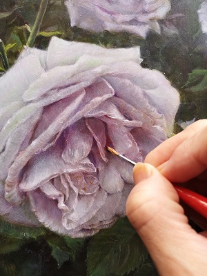 混合技法 紫の薔薇を紫で描いたら - お絵描きeveryday