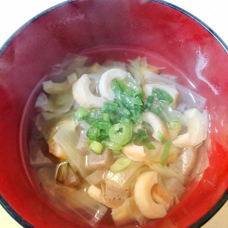 83日目：ちくわの謎サラダ＆ちくわの清汁 - デッチ家の晩ごはん
