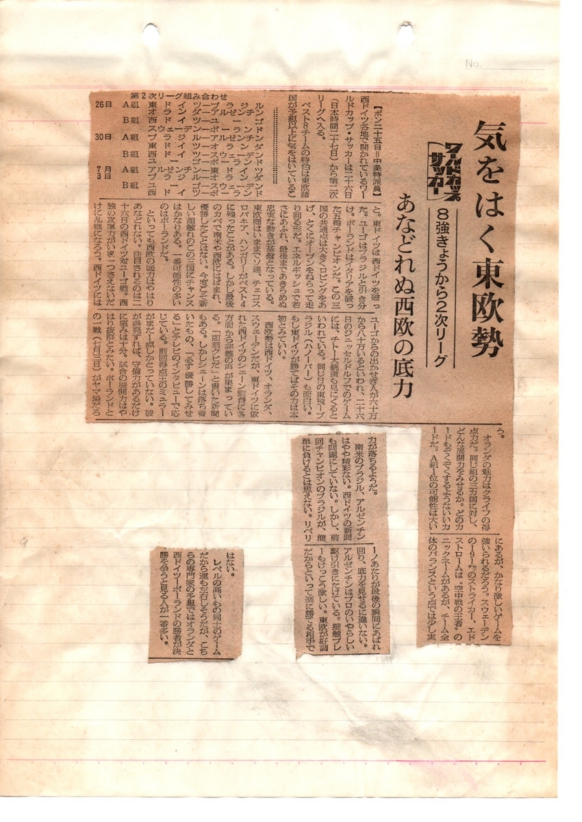1974ワールドカップ西ドイツ大会のスクラップブック