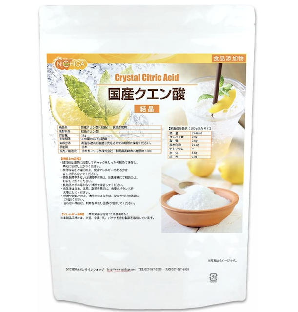 国産クエン酸（結晶）1ｋｇ 食品添加物（食用）鹿児島県で製造される、希少な国内製造のクエン酸 NICHIGA(ニチガ) 