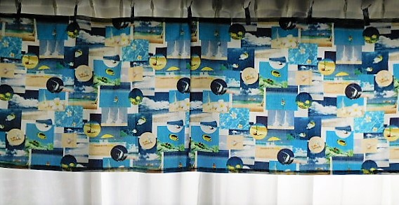 🌴夏の海のカフェカーテンを作りました～(*^▽^*) - 桜さくら堂