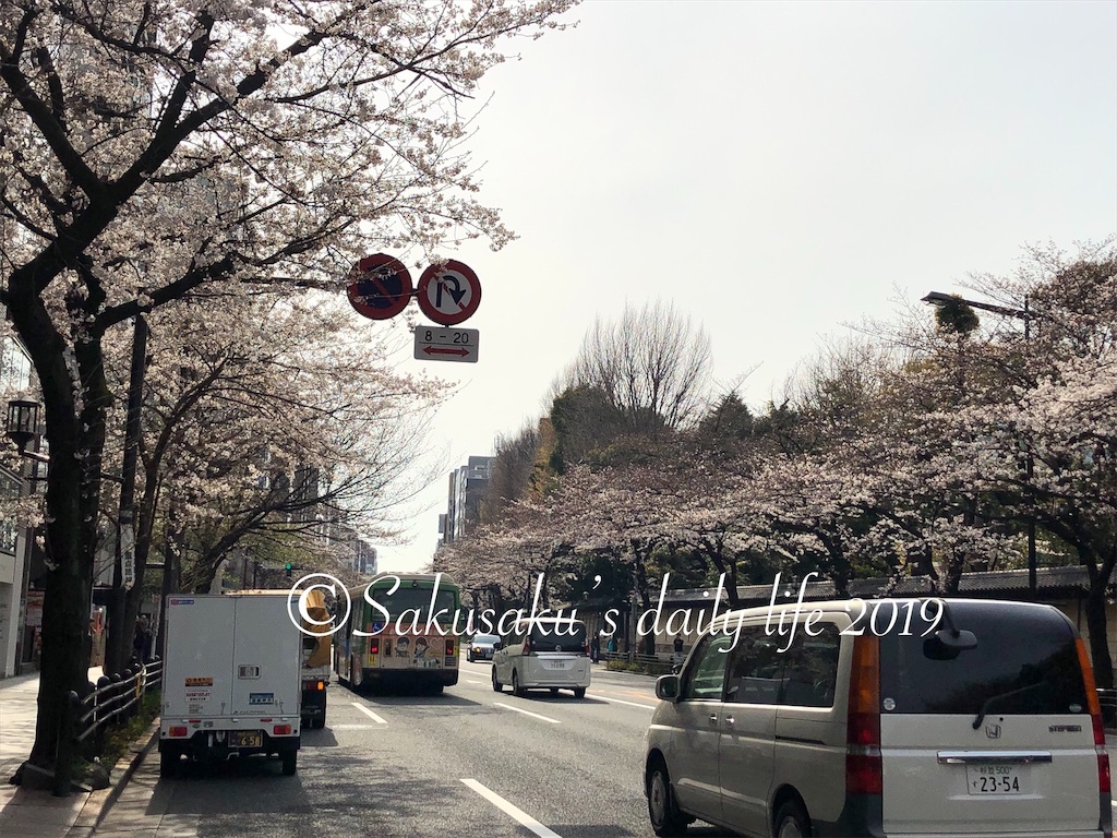 f:id:sakusaku-happy:20190326110356j:image 靖国通り 桜並木