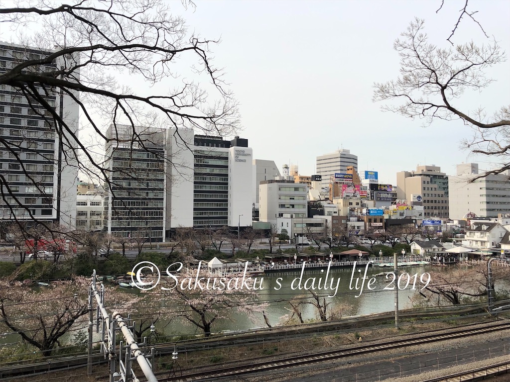 f:id:sakusaku-happy:20190326110421j:image 外濠公園 桜並木 飯田橋駅近く